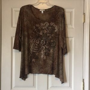 Brown Blouse with Shiny Embellishments